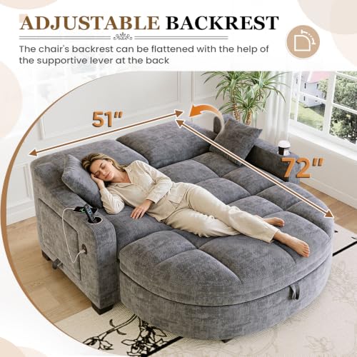 60” Loveseat Chaise Lounge Chair with Ottoman, view 4
