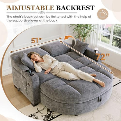 60” Loveseat Chaise Lounge Chair with Ottoman, view 4