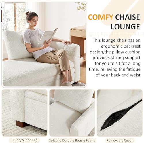 Oversized 70.47'' Chaise Lounge Chair with Storage, Boucle White, view 5