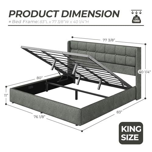 King Size Lift Up Storage Bed Frame, view 3