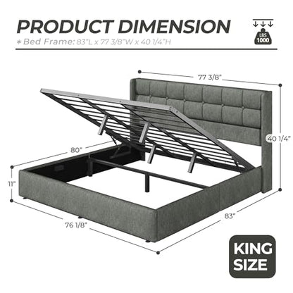 King Size Lift Up Storage Bed Frame, view 3