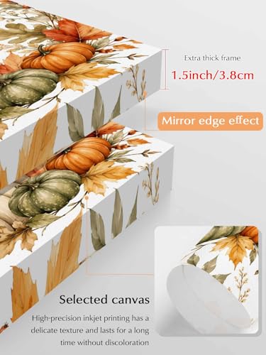 NuYeBiofx Fall Thanksgiving Pumpkin Berry Canvas Wall Art Prints,30"x20" Framed Picture Artwork Autumn Maple Leaves Butterfly Printed Canvas Oil Painting for Living Room Bedroom Office,Ready to Hang