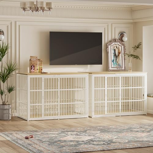54" Dog Crate Furniture with Foldable Door, Natural Beech, view 7