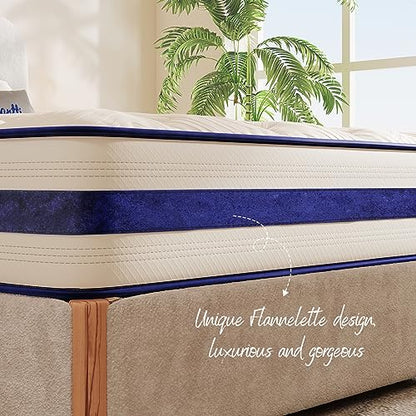 Queen Mattress,12 Inch Hybrid Innerspring Mattress in a Box with Memory Foam,Back Support & Pressure Relief,Medium Firm Feel for Adults (Queen Size)