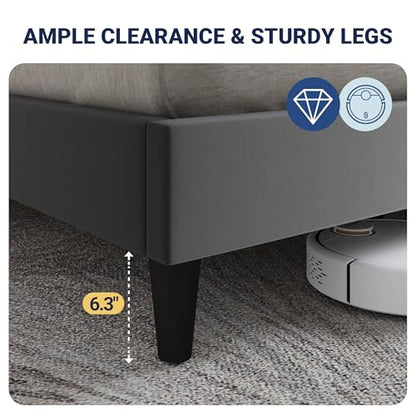 Queen Bed Frame with Storage Headboard & Charging Station, view 6