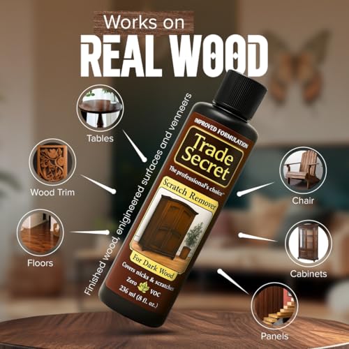 Scratch Concealer for Dark Wood Furniture & Floors – Dark Brown Shade Stain Covers Nicks, Scuffs, Dog & Cat Scratches, Minor Defects – Real Wood Only