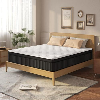 Queen Mattress, 12 Inch Queen Hybrid Mattress in a Box, Upgrade Individually Pocket Springs, Medium Firm, Pressure Relief, Breathable Comfort and Durable