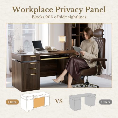 59 Inch Standing Desk with Storage Drawers, view 6