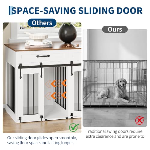 71'' Large Dog Crate for 2 Dogs,Dog Crate with 3 Drawer, view 5