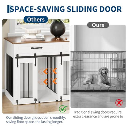 71'' Large Dog Crate for 2 Dogs,Dog Crate with 3 Drawer, view 5