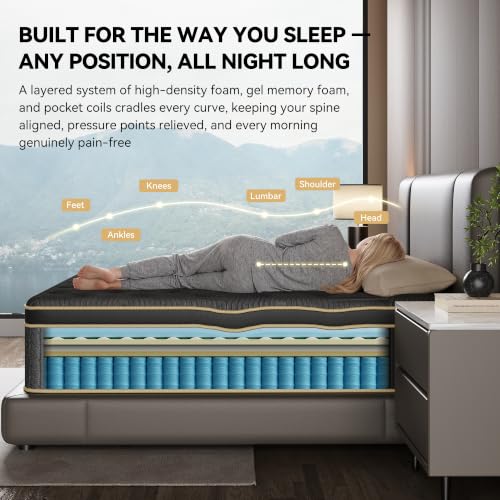 Mattress Queen Size, 12 Inch Queen Hybrid Mattress in a Box, view 4