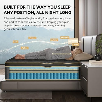 Mattress Queen Size, 12 Inch Queen Hybrid Mattress in a Box, view 4