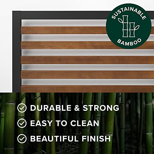 Zinus Kai Bamboo and Metal Platform Bed Frame with Headboard, Brown, Full, view 6