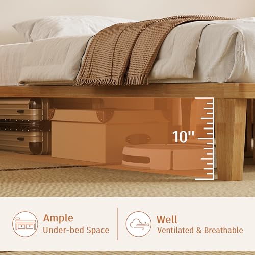 IOTXY Cal King Platform Bed Frame - 12" Solid Wood Mattress Foundation Base, view 6