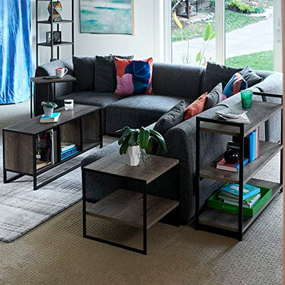Square Wooden Side Table/End Table With Storage Shelf, Ashwood