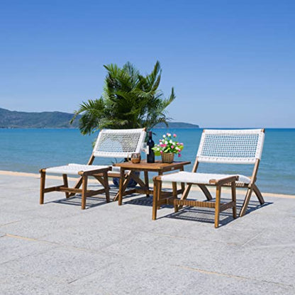 SAFAVIEH Outdoor Collection Casella Natural/White Woven 5-Piece Patio Set