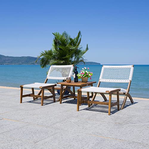 SAFAVIEH Outdoor Collection Casella Natural/White Woven 5-Piece Patio Set