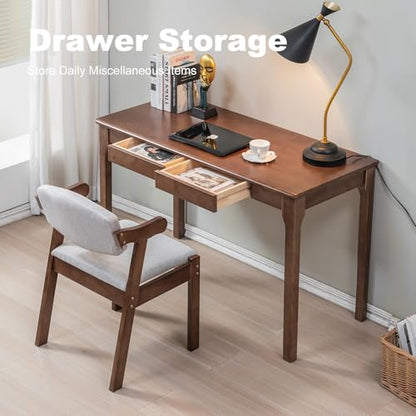 Solid Wood Desk with Drawers, Small Computer Desk for Small Spaces, Gaming Study Home Office Desks for Work, Student PC Desk for Bedroom, Escritorios para Cuartos