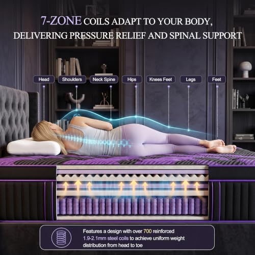 Queen Mattress 14 Inch, Medium Firm Hybrid Mattress, Undisturbed Sleep, view 5