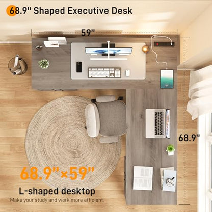 Farmhouse Home Office Desk with 6 Drawers, view 6