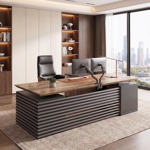 71" Executive Standing Desk with Locking Drawers and Charging Station, view 4