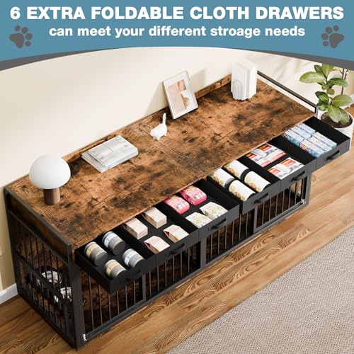 86.6" Double Dog Crate Furniture for 2 Dogs, view 5