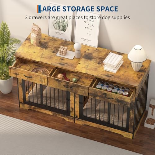 Heavy Duty Double Dog Crate Furniture for 2 Medium/Large Dogs, view 6