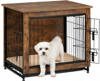 Yaheetech 27.5in Wooden Dog Crate Furniture w/Cushion for Small Medium Dogs, view 2