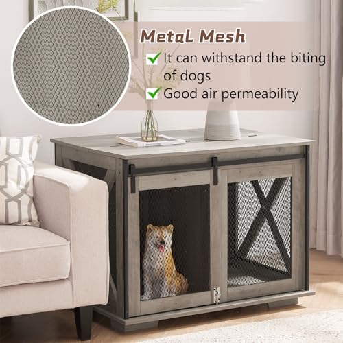 Farmhouse Dog Kennel Furniture with Sliding Barn Door, view 7