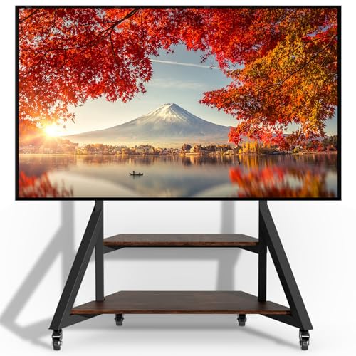 Large Mobile Rolling TV Stand Floor with Wheels for 65 to 100 inch | Heavy-duty television stands up to 220lbs for 65 70 75 80 85 86 90 95 98 100inch Adjustable Heights for Bedroom Office corner