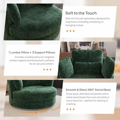 49.6''W Oversized Swivel Barrel Chair with Storage Ottoman, view 4