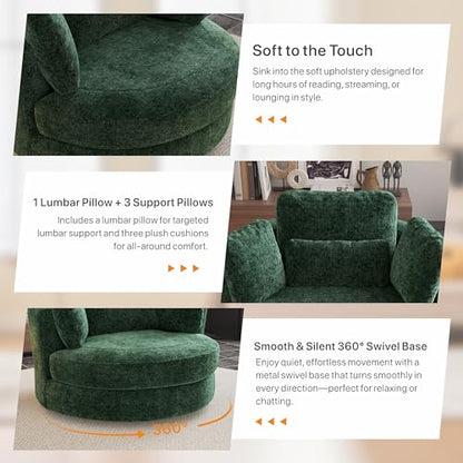 49.6''W Oversized Swivel Barrel Chair with Storage Ottoman, view 4