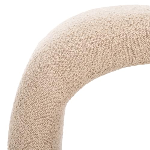 SAFAVIEH Home Collection Kibo Tan Boucle Waterfall Curved Ottoman (Fully Assembled)