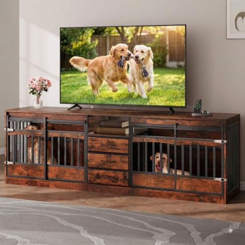 86.6" Large Dog Crate for 2 Large Dogs, Double Dog Crate Furniture, view 2