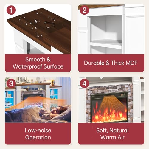70" Electric Fireplace TV Stand, Entertainment Center with Open Storage, view 6
