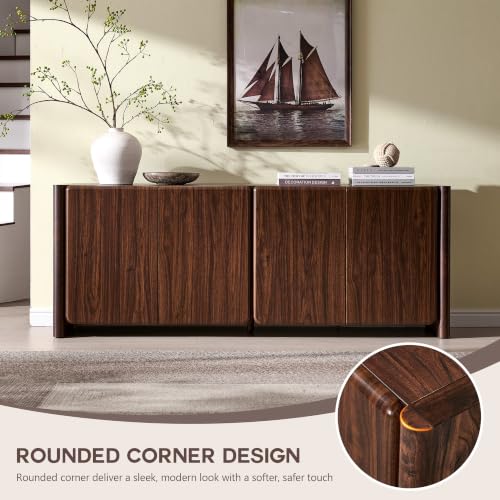 Modern TV Stand for TVs up to 65/70/75, Rounded Corner, Brown, view 6