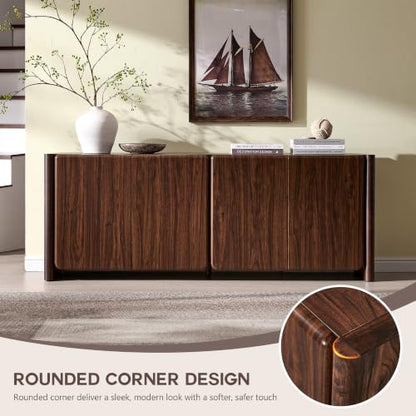 Modern TV Stand for TVs up to 65/70/75, Rounded Corner, Brown, view 6