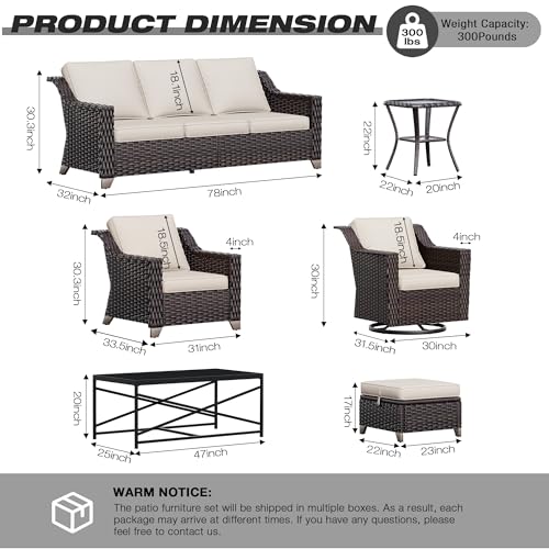 Wicker Patio Chairs Set of 2, Outdoor Rattan Furniture with Wide Armrest and Thick Cushions, Upgraded Large Size for Backyard, Garden, Poolside