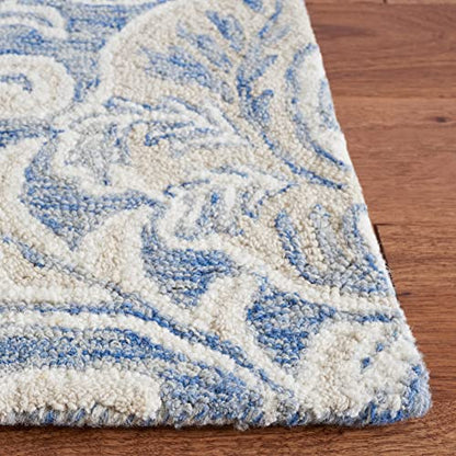 SAFAVIEH Area Rug 8x10 - Micro-Loop Collection - Large - Blue & Ivory, Handmade Wool, Ideal for Living Room, Bedroom, Office, Dining Space (MLP532M)