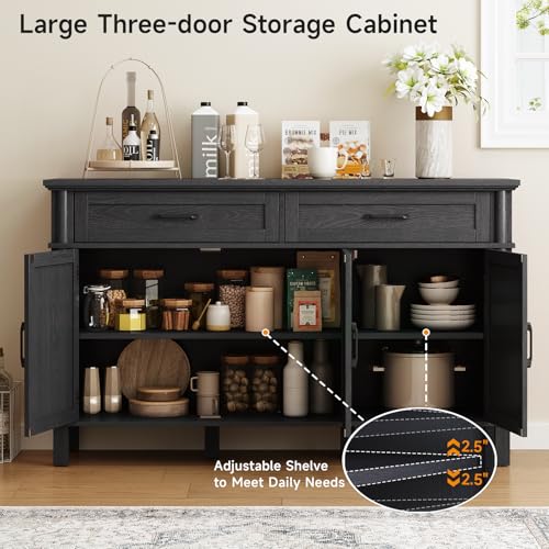 55 Inch Buffet Cabinet with Storage, Black, view 7