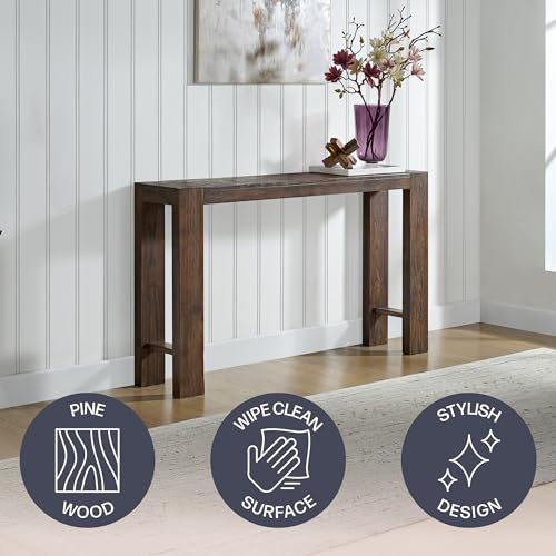 Classic Solid Wood Console Table - 56 Inch Modern Farmhouse Entryway Table - Easy Assembly Living Room Furniture for Behind The Couch, Entryway, or Hallway (Brown)