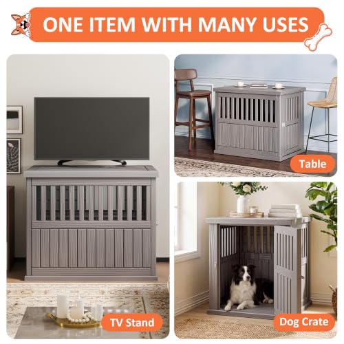 Heavy Duty Dog Crate Furniture Lockable Indoor Outdoor Kennel & End Table, view 5