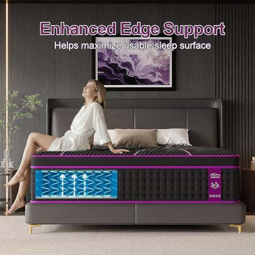 Queen Mattress 12 Inch Hybrid, Cooling-Gel Foam & Pocket Springs, view 7