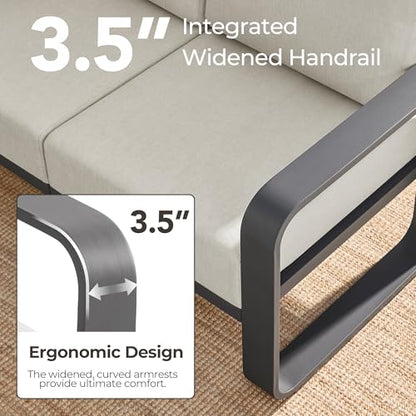 CHITA Aluminum Outdoor Chairs Set of 2, Modern Patio Furniture Chairs Set | 100% Aluminum Frame, Wood-Like Finish Grain, 6.3in Thickened Cushion, OEKO-TEX Olefin Washable Covers, Anti-slip Straps