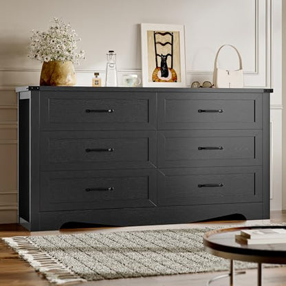 6-Drawer Dresser for Bedroom, Modern Wooden Chest of Drawers with Metal Handles, view 2