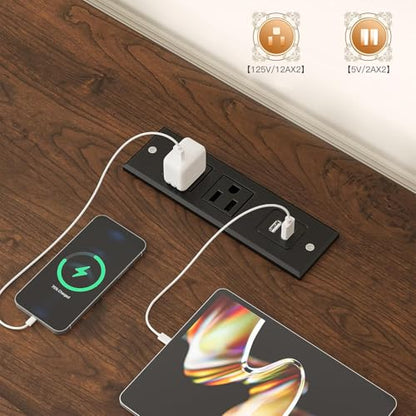 7 Cube Storage Organizer, Bookcases with LED Lighting, White | Anti-Tip Safety Design, Power Outlet Keep Cords Tidy, Sturdy Engineered Wood