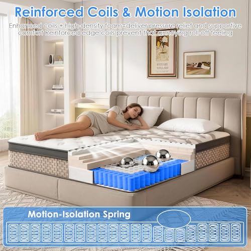 Full Mattress 14 Inch, Hybrid Mattress, Motion Isolation, 100 Night Trial, view 6