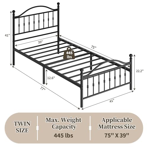 Metal Platform Twin Size Bed Frames, view 3