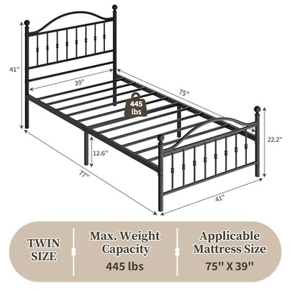 Metal Platform Twin Size Bed Frames, view 3