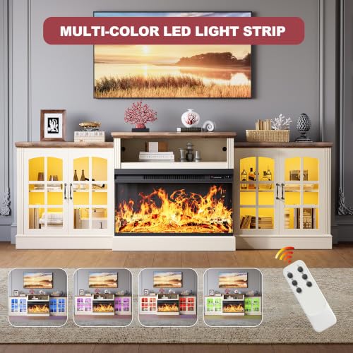 97'' Fireplace TV Stand with 3-Sided Electric Fireplace up to 100" TV, view 5